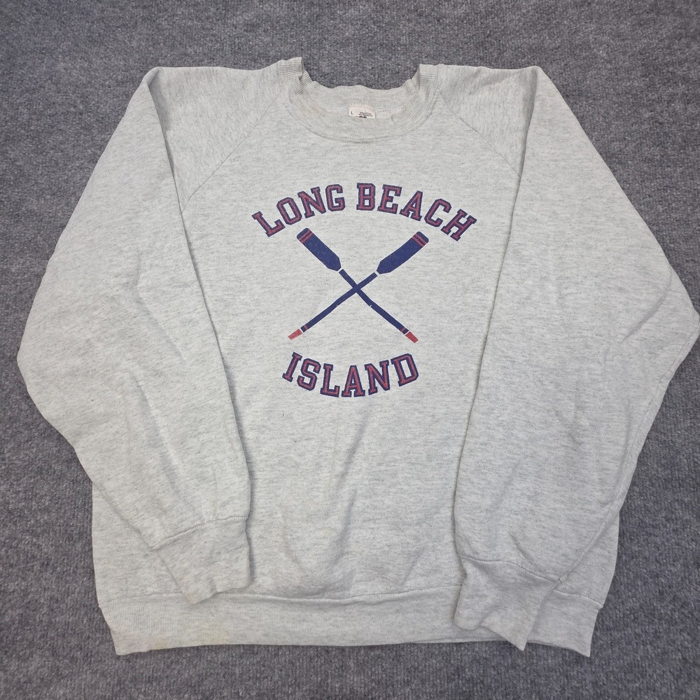 Vintage Long Beach Island Rowing Adult Large Gray Fruit of the Loom USA
